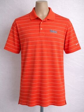 Nike Golf Polo Gators Orange Striped Dri-FIT Men’s Large